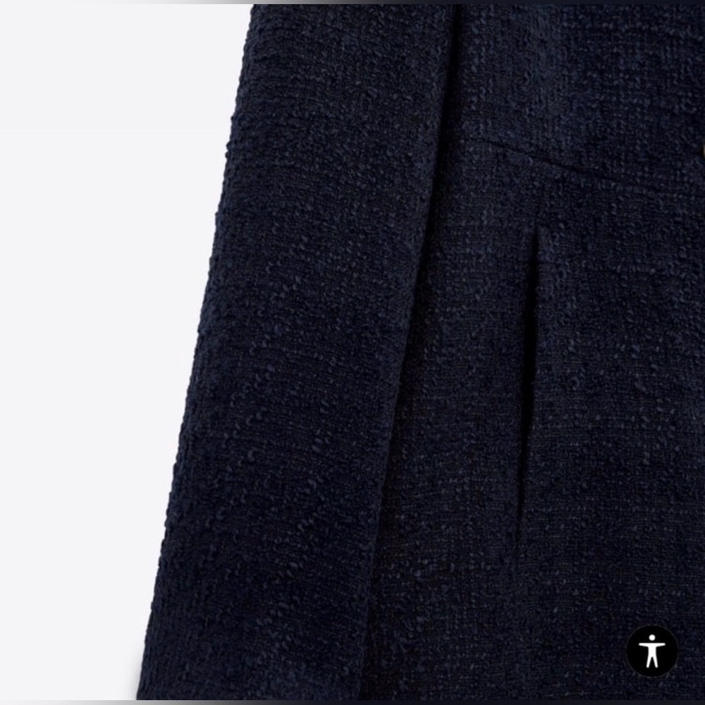 ZARA NWT LONG NAVY BLUE STRUCTURED BLAZER, Size L - Picture 5 of 14
